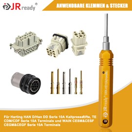 JRready DRK-HD10A Contact Removal Tool For Removing Harting HAN D/Han DD Series From 10A 16A Cold-Crimping Pins TE/WAIN Series 10A Terminals For Heavy Connector De-Pin Tool From Terminals