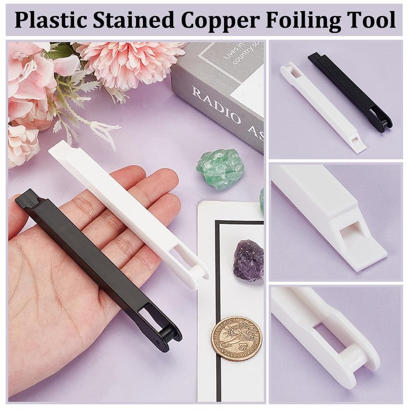 AHANDMAKER 2 Pieces Stained Glass Hand Foil Cutter Copper Foil