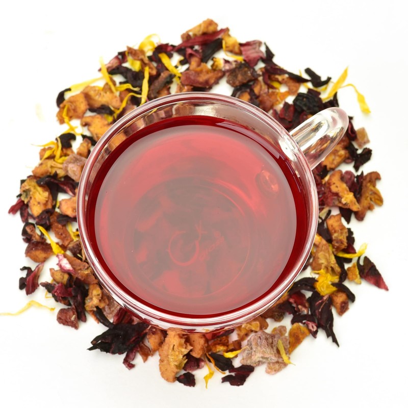 Teavivre Sweet Peach Hibiscus Fruit Tea, Caffeine Free Loose Leaf