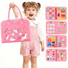 SYHLN Toddler Montessori Busy Board Toys for Little Girl Gifts: Educational Preschool Learning Travel Toys, Busy Book Learning Sensory Toys for Toddler Girls, Girls Unicorn Christmas Birthday Gifts