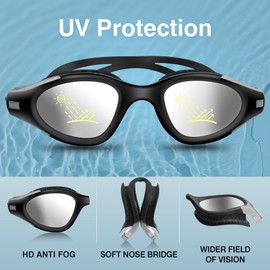 DIZOKIZO Swimming Goggles UV Protection Anti-Fog No Leaking Swim Goggles Easy to Adjust for Adult Men Women