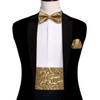 YOHOWA Men Cummerbund Bow Tie Set Paisley Gold Silk Pre-Tied