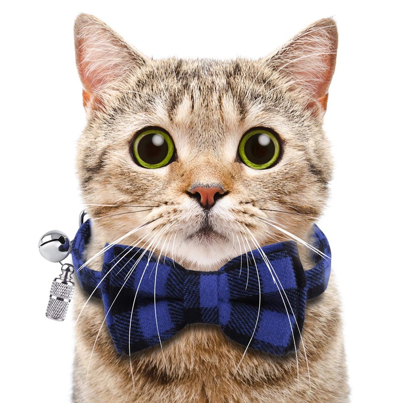 ADXCO 4 Pack Plaid Cat Collars with Bow Tie, Quick