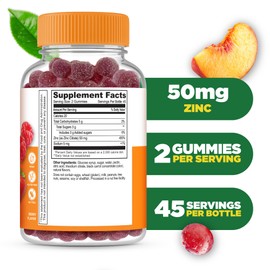 Lifeable Zinc Gummies | 50mg | Great Tasting Natural Flavor Zinc Vitamins | Gluten Free, Vegetarian, GMO-Free Zinc Chewable | for Immune Support | 90 Gummies