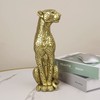 Modern Polyresin 11" H Gold Cheetah Figurine Sitting Home Decor