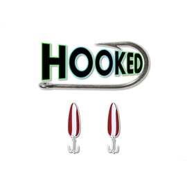 3 Piece Set Hooked Fishing Lure 9" Decal and a Pair of 4" Lure Vinyl Sticker Decals Truck Boat Fish Tackle Box Lures Reels Decals Stickers (3 Decal Set)