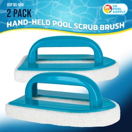 U.S. Pool Supply Hand-Held Pool Scrub Brush, 2 Pack - Surface Scrubbing Scouring Sponge Pad - Clean Pool Tile & Grout, Walls, Vinyl Liners, Spas - Cleaning Scrubber Stains, Kitchen Bathroom Tub Shower