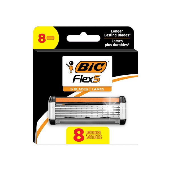 BIC Flex 5 Refillable Refill Razor Cartridges for Men, Long-Lasting