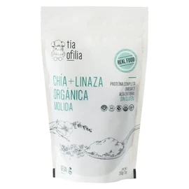 Tía Ofilia | Chía + Linaza Orgánica Molida | Proteína completa basada en plantas | Fibra y Omega 3 | Superalimento | 200g | Organic Chia and Flaxseed Blend | Complete plant-based protein | Superfood