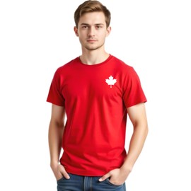 Mens Canada Shirt, Custom Handmade Canada Day Maple Leaf Shirt for Men L3 (T-shirt, Red, M)