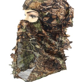 Ellen Archery Camouflage Hunting Cap, Camo Hunting Leafy Hat with Full 3D Face Mask Hood Technology