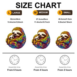 Blumuze Wooden Jigsaw Puzzles, Parent-child Sloth Wooden Puzzles for Adults, Unique Shaped Animal Wood Puzzles, Wooden Animal Puzzles for Adults Kids with Wood Gift Box 255pcs-L-34 * 32cm