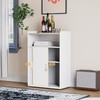 Adjustable Storage Cabinet with Sliding Doors, Multi-Functional Organizer with 2-Tier