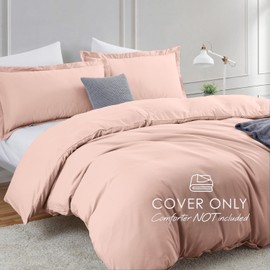 Hearth & Harbor Twin Duvet Cover Set - Soft Blush Pink Duvet Cover Twin, Double Brushed Twin/Twin XL Duvet Cover 2 Piece with Button Closure, 1 Twin Size Duvet Cover 68x90 inches and 1 Pillow Sham