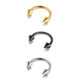 BodyBonita 3pcs 18G 10mm Mixed G23 Titanium Nose Septum Horseshoe Hoop Earring Eyebrow Tragus Lip Piercing Ring Balls & Spikes