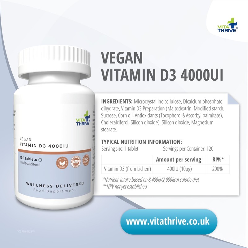 VitaThrive® Vegan Vitamin D3 400iu– 120 Tablets