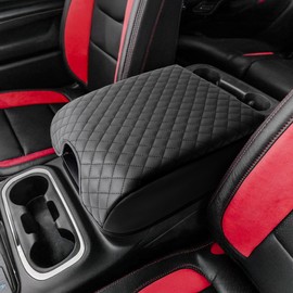 DS Center Console Cover Compatible With 2015-2020 Ford F150,2017-2022 F250 F350 F450,2018-2024 Expedition,Interior Accessories Leather Console Covers Armrest Box Protective Cover（Bucket Seat ONLY）