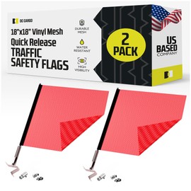DC Cargo Quick Release Flag Mount Warning Flags for Truck Loads & Cars - DOT Compliant Mesh Safety Red Wide Load Flags | Oversize Load Flags for use with Oversized Load Signs - 2 Pack, 18" x 18"