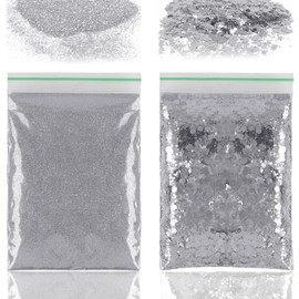 100 g Glitter Crafts, Glitter Gold, Craft Glitter, Powder Glitter for Crafts, Glitter Powder for Makeup, Nails, Face Crafts, Nail Art, Card Making (Silver)