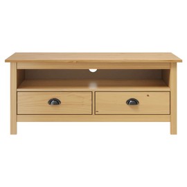 vidaXL Solid Pine Wood TV Stand with Rustic Design, Honey Brown Finish, Ample Storage and Simple Assembly