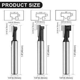 UTRUSTTO Keyhole Router Bit Set 1/4 Inch Shank, 6 Pieces T Slotting Router Bits, Cutter for 1/4, 5/16, 3/8, 9/16, 1/2, 5/8 inch Blade Diameter