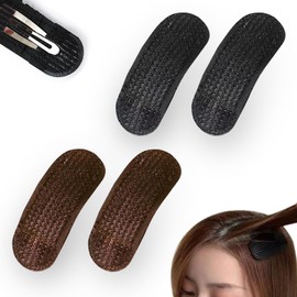 LeTradeJP 4 Piece Set Black + Brown Bangs Clip Fixing Sponge Hair Insert Tool, Volumizing Base, For Women, DIY, Hair Volumizer, Banquets, Parties, Weddings