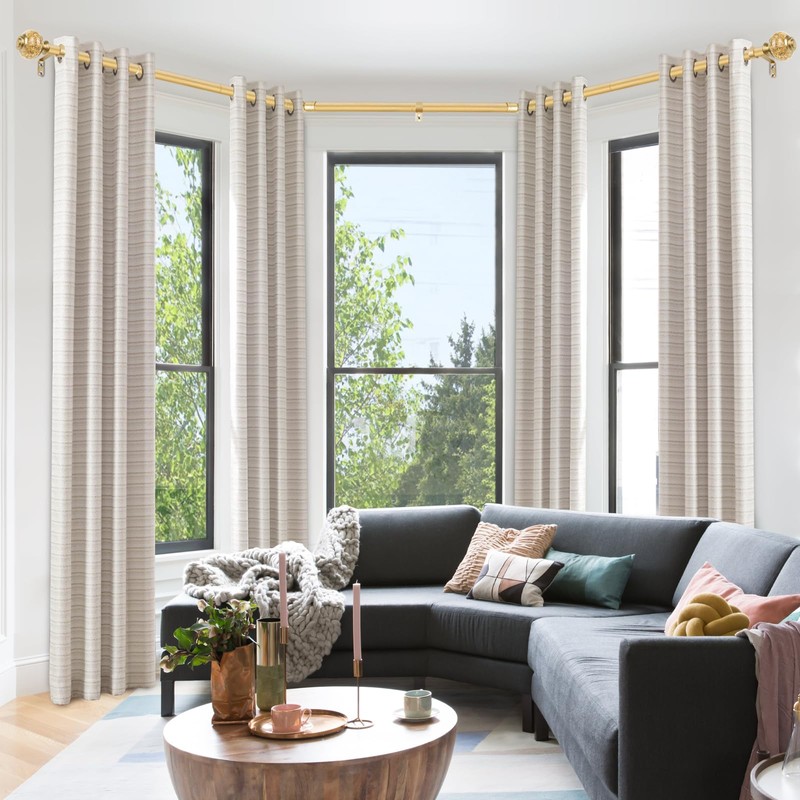 Bay Window Curtain Rods, USFOOK Gold Curtain Rods for Bay