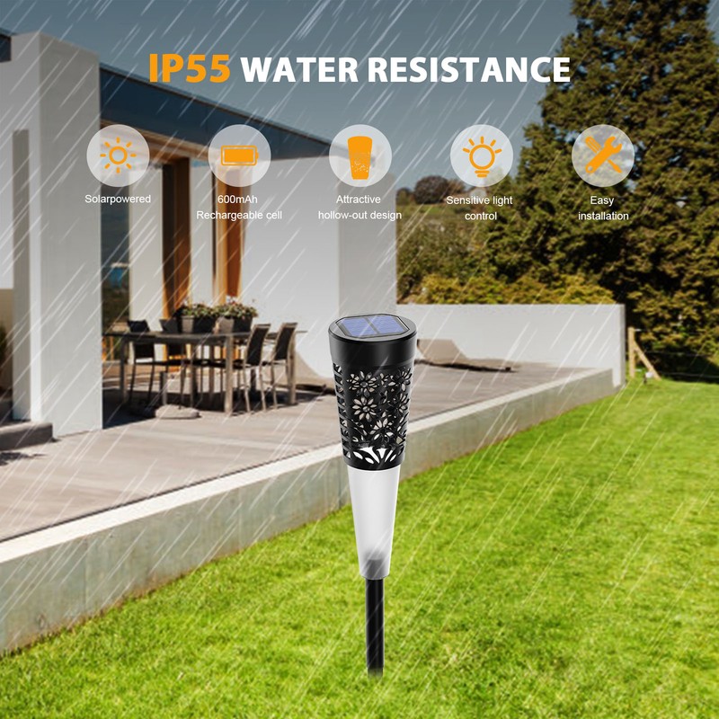 4PCS Solar Powered Operated Outdoor Lawn Lamp Hollow-out Design Sensitive