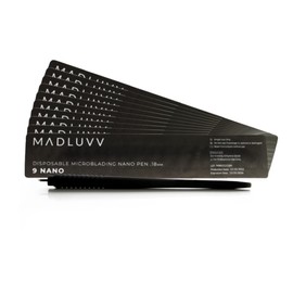 MADLUVV Nano 9 Professional Brow Artistry Pens for Flawless Eyebrows, Premium Pens for Pigment Ink, 18mm Sterile Disposable Micro Brow Sharp – 10 Pack