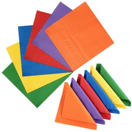 72 Pcs Rainbow Napkins 2 ply, 25 x 25cm Multicolor Cocktail Napkins Disposable Colorful Party Serviettes Luncheon Napkin for Party, Birthday, Wedding