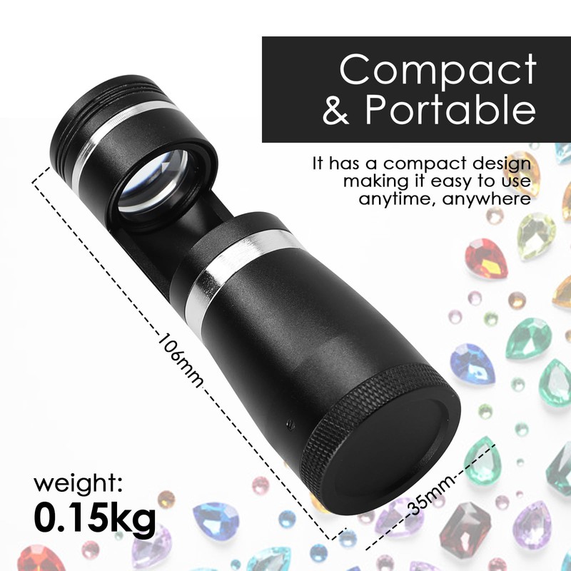 Portable 10x Darkfield Loupe 20.5mm Triplet Lens with LED Light,