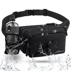 REETEE Bum Bag Fanny Pack Men Women Water Resistant Waist Packs Sports Waist Bag with Bottle Holder, Walking Waist Pack Bumbag with Adjustable Belt for Running Travel Cycling Outdoor Sport (Orange)