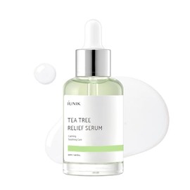 IUNIK Suero facial natural para alivio del árbol de té, 1.69 onzas líquidas, piel transparente, suero vegano, propenso al acné, piel sensible a la ros