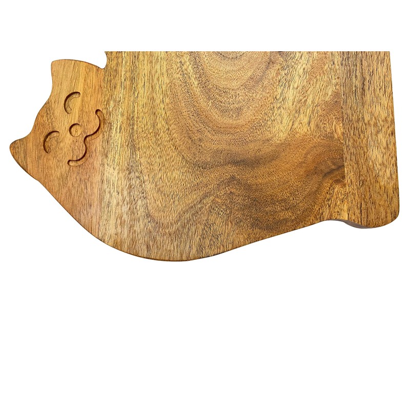 Funny Cat Shaped Wood Cutting Board for Kitchen Smiley Face,