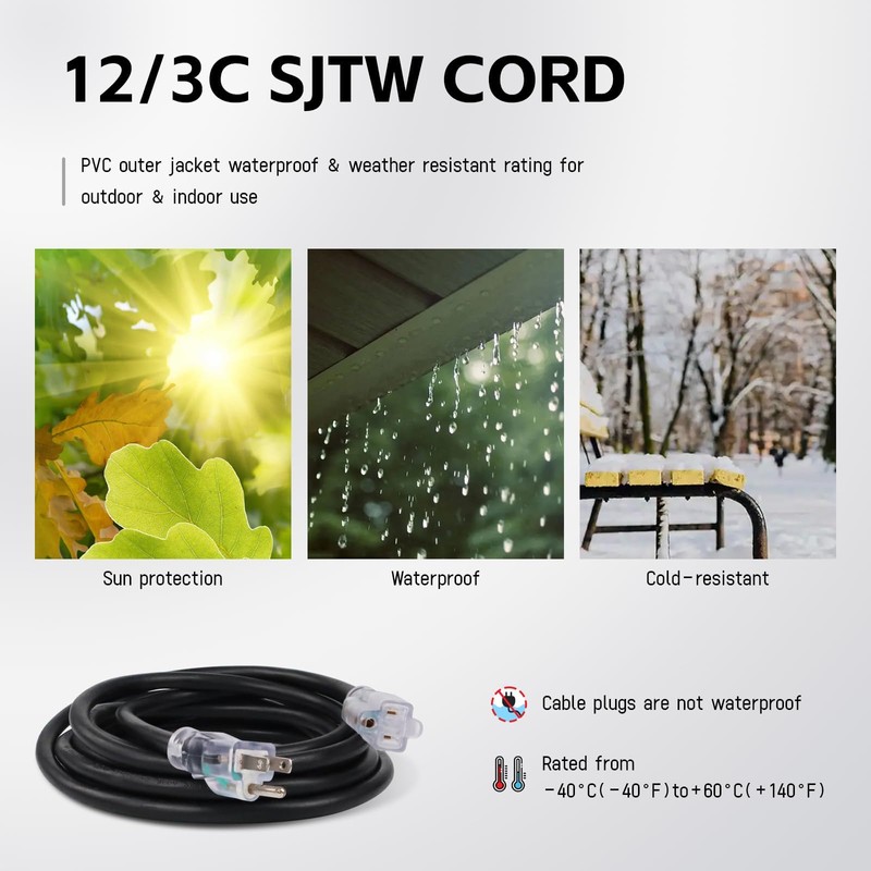 EP 6 Ft Outdoor Extension Cord, 12/3 SJTW Heavy Duty