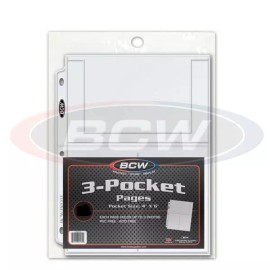 BCW 5 sheets of 4" x 6" 3 Pocket Postcards Photo Album Refill Pages