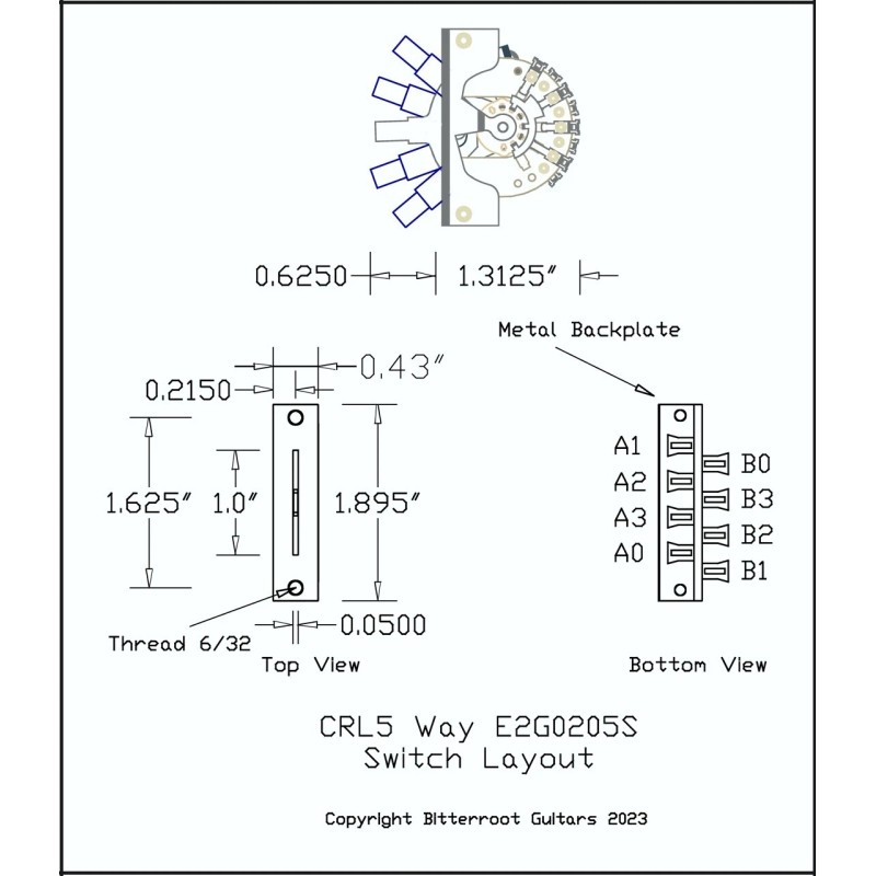 Electroswitch Switch 5 Way CRL Electroswitch, no knob 081435-S