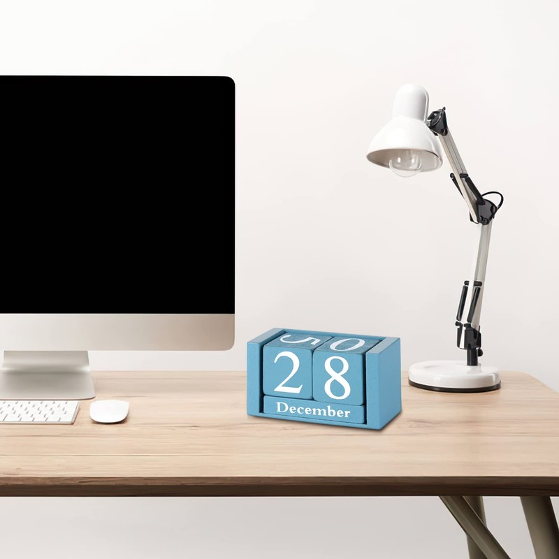 Obling Desk Calendar Wooden Manual Conversion Durable Chic Accessory for