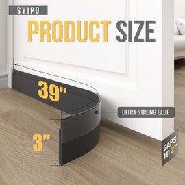 Door Draft Stopper for Huge Gap，3" W x 39" L Adjustable Widened Under Door Seal for Exterior/Interior Doors，Under Door Draft Blocker Soundproof/Insulator Door Sweep Weather Stripping，1 Pack Black