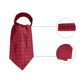 Allegra K Polka Dot Ascot Tie, Scarf, Cravat Tie, Formal Party, Men's, red