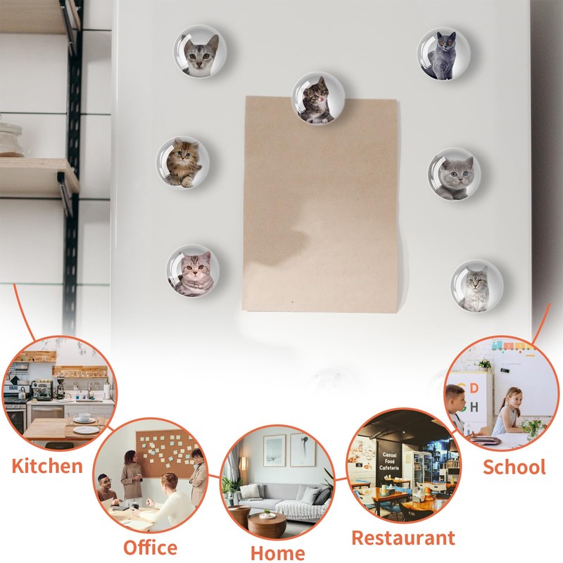 12Pcs Glass Refrigerator Magnet Fridge Sticker, Fridge Magnets Decoration, Strong