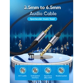 VENTION 3.5mm to 6.35mm Stereo Audio Cable, Aluminum Alloy Nylon Braid(1/4 inch) TS to 3.5mm (1/8 inch) TRS Cable Male to Male Aux Cable for Home Theater, Amplifiers, Laptop, Guitar Device