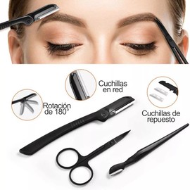 Kit de 12 piezas de afeitado para cejas, kit de corte de cejas para mujeres, incluye afeitadora facial, maquinillas de afeitar, cepillo de cejas, tijeras de cejas, pinzas con bolsa de almacenamiento