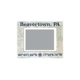 R and R Imports Beavertown Pennsylvania Souvenir Wooden Photo Frame Compass Coordinates Design Matted to 4 x 6