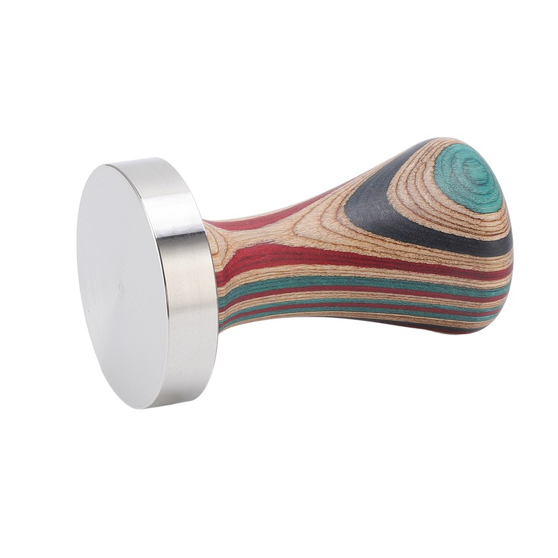 Colorful Wood Coffee Flat Tamper Stainless Steel Base Powder Hammer