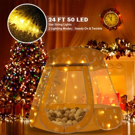 Crayline Pop Up Princess Tent with Star Light, Toys for 3+ Year Old Girl Birthday Gift, Ball Pit for Toddler Girl Toys, Easy to Pop Up and Assemble(Brown)