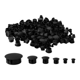 JIHUOO Plastic Hole Plugs - Rubber Door Screw Hole Covers (120 Pcs), Black