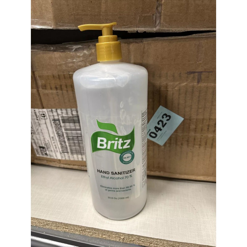 BRITZ HAND GEL 2PK UNSCENTED 33.8OZ