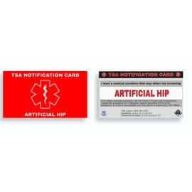 Artificial Hip TSA Notification Wallet Air Travel Card for Hip Replacement - Quantity (2)