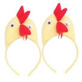 FOMIYES 2pcs Rooster Headband Funny Headdress Poule Hair Clips Cute Bow Chicken Feather Headband Easter Headbands for Women Hair Gems Headband Chick Duck Bill Hair Clips Yellow Pp Cotton